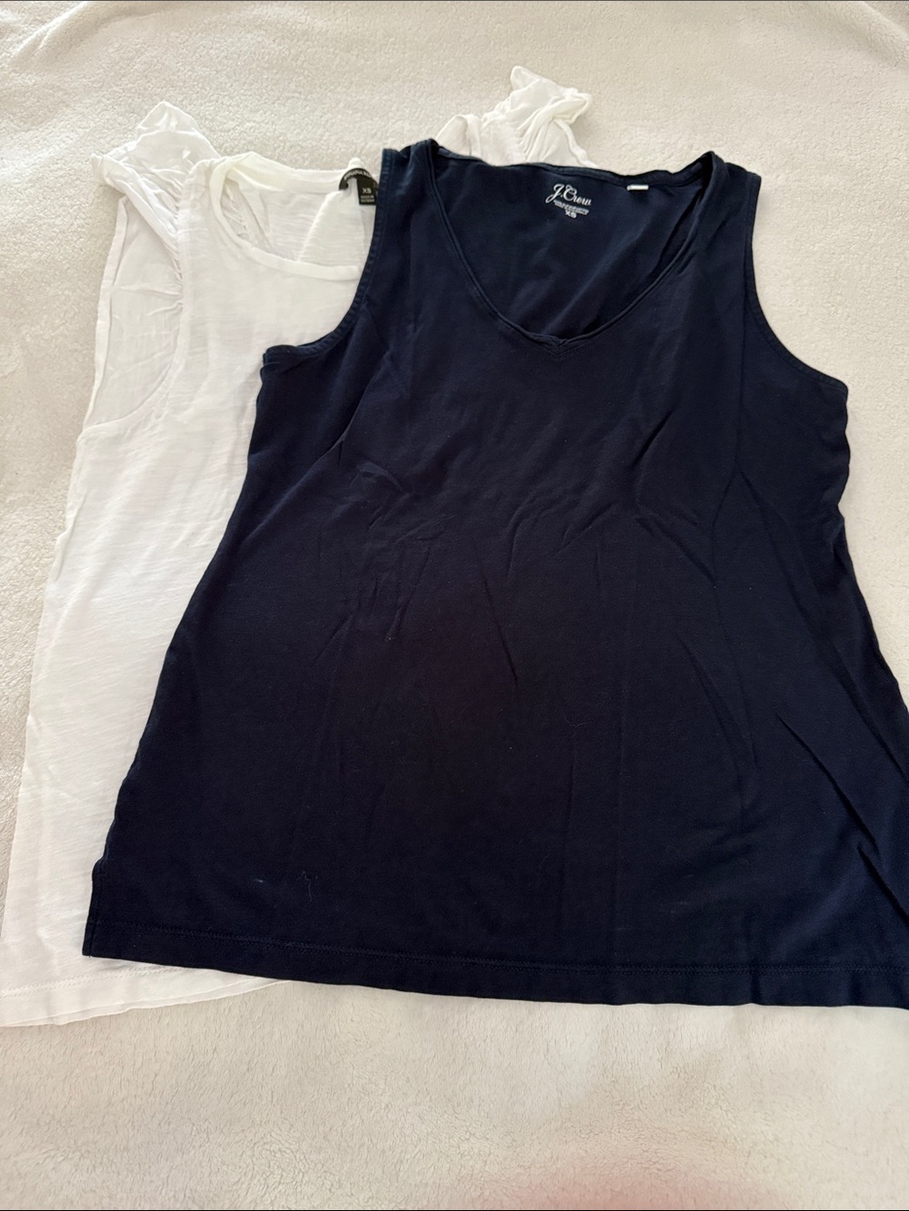 J. Crew Navy and White Sleeveless V-Neck Tank Tops Duo
